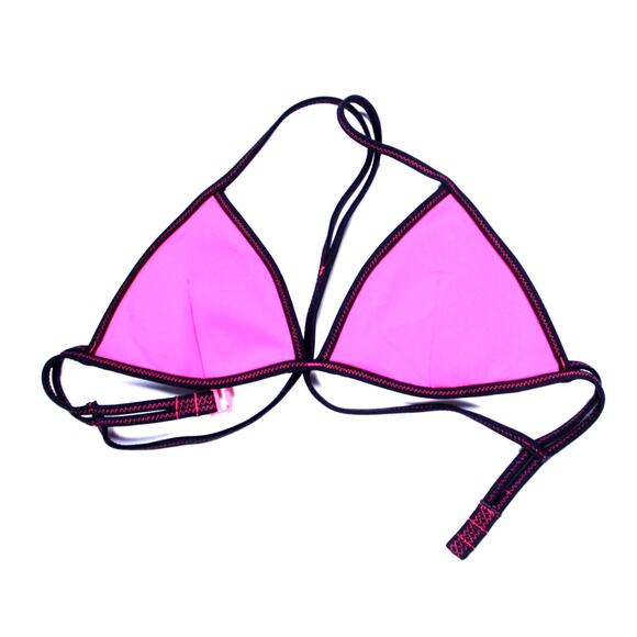 Victoria's Secret bikini top neon pink triangle string swimsuit slinky sz XS - Picture 1 of 3